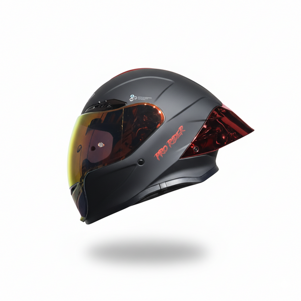Casco Abatible Pro Rider 711 Spoiler De Lujo Negro Mate Rojo