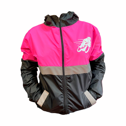 Chaqueta Yovis Tricolor Reflectiva Negro Con Fucsia