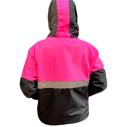 Chaqueta Yovis Tricolor Reflectiva Negro Con Fucsia