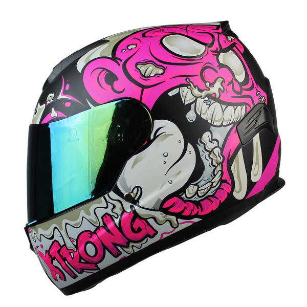 Casco Integral M61 Zombie Twins Rosado Visor Dorado