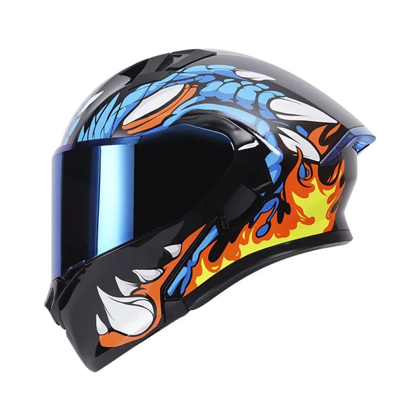Casco Abatible ICH 3120 Drak Azul Naranja Visor Azul