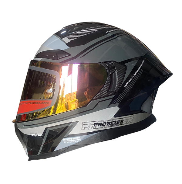 Casco Integral Pro Rider 716 Wielki Gris Visor Dorado