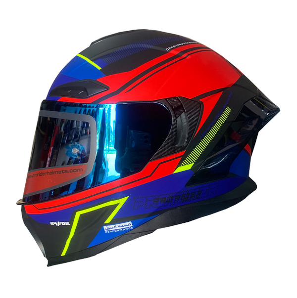 Casco Integral Pro Rider 716 Wielki Rojo Negro Visor Azul