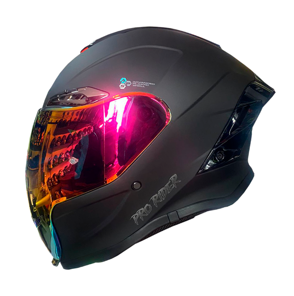 Casco Abatible Pro Rider 711 Negro Mate Visor Dorado